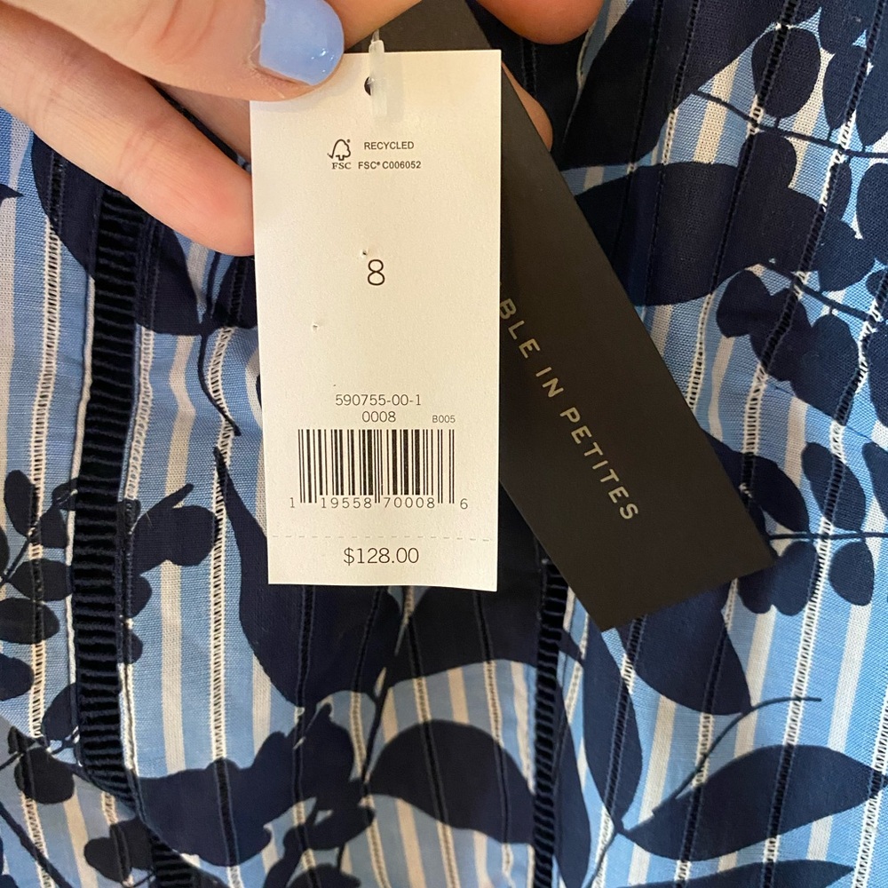 Banana Republic Blue and White Midi Dress